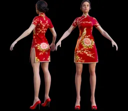 Chinese Female Character 3D Qipao Dress