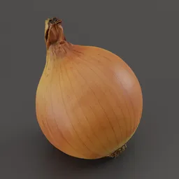 "Realistic 3D model of an Onion with 8k textures and 3D scan technology, suitable for use in Blender 3D software. Featured on ArtStation with low angle dimetric rendering and inspired by artist Ditlev Blunck. Created by Anson Maddocks, Lucas van Leyden and Oleg Lipchenko for hyperrealistic detail."