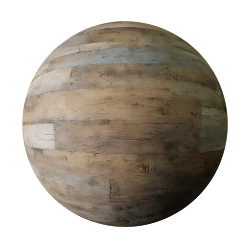 High-resolution PBR texture of distressed stained wood for 3D rendering and Blender material creation.