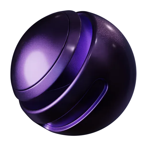 High-gloss purple urethane paint shader for 3D modeling, suitable for Blender and PBR applications with procedural configuration.