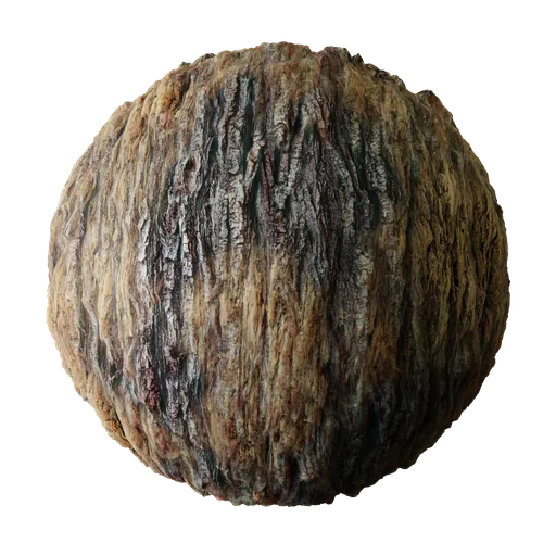 Realistic tree bark texture with detailed displacement for 3D models, suitable for PBR workflows in Blender and other 3D apps.
