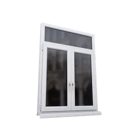 Detailed 3D model of a double-glazed, white-framed PVC window for Blender graphics.