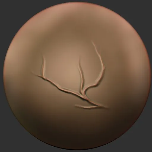 3D sculpting brush creating vein-like textures for character modeling in Blender.