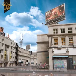 Urban Street Corner With Billboard