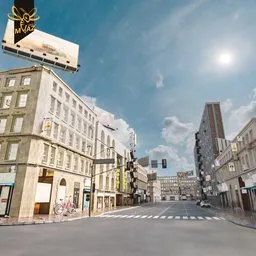 Urban Street Corner With Billboard