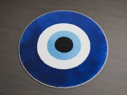 Circular blue and white rug 3D model for Blender, optimized for realistic interior visualization.