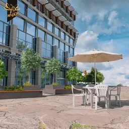 Modern Exterior Plaza Scene