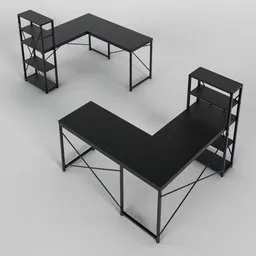 Corner loft desk with black desk