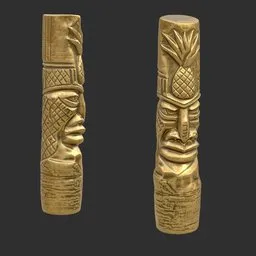 Tiki God Pineapple Top Statue Gold