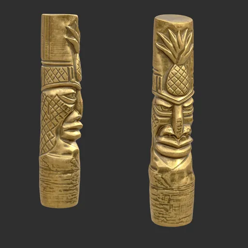 Tiki God Pineapple Top Statue Gold