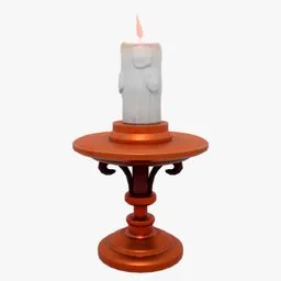 Detailed 3D candle lamp model with animated flame for Blender graphics, ideal for fantasy settings.