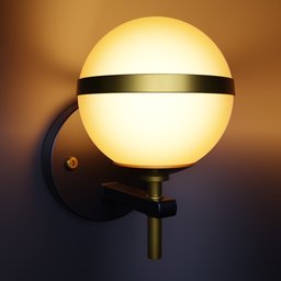 "Modern gold metal wall lamp for Blender 3D with 2 bulb shaders, switch and electrical wiring. Highly detailed design with a glowing orb. Easy editing with no modifiers applied. Made with high quality materials and comes with optional logo."