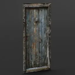 Highly detailed Blender 3D model showcasing a weathered wooden door with realistic textures and vintage design.