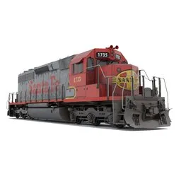 SD40 ATSF red and silver warbonnet