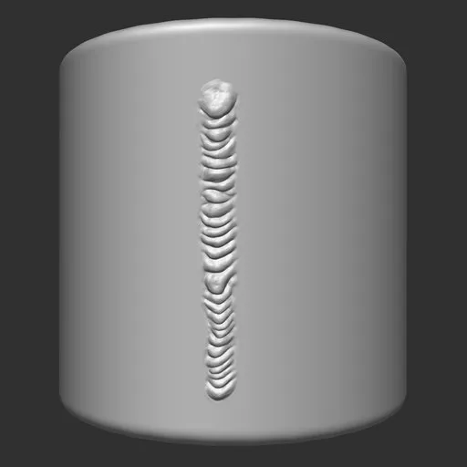 Blender 3D sculpting brush for creating detailed weld seams on digital metal models.