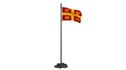 Low-poly animated Byzantine flag 3D model with quad meshes, designed for Blender rendering and CG visualization.
