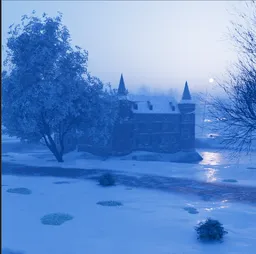 Atmospheric Frozen Castle Scene