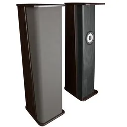 Detailed vintage-style 3D Blender model of floor-standing speakers reflecting a classic 1950s Tannoy/Technics design.