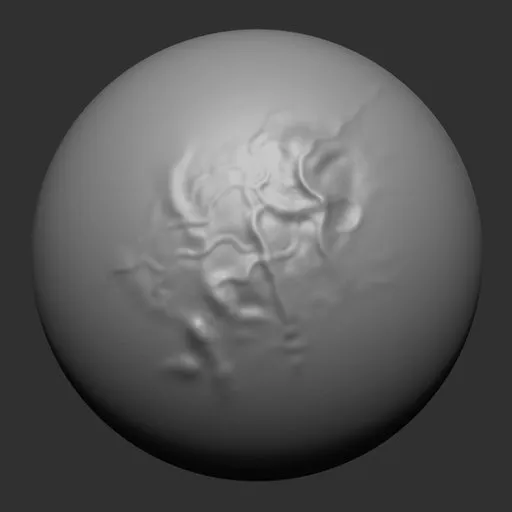 3D sculpting brush effect for creating detailed vein textures on digital models in Blender 3D.