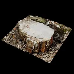 Detailed textured 3D scan of old brick ruins for Blender graphics, perfect for virtual environments.