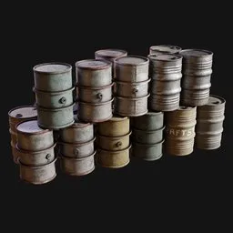 WW2 German Military Fuel-Drum Stack