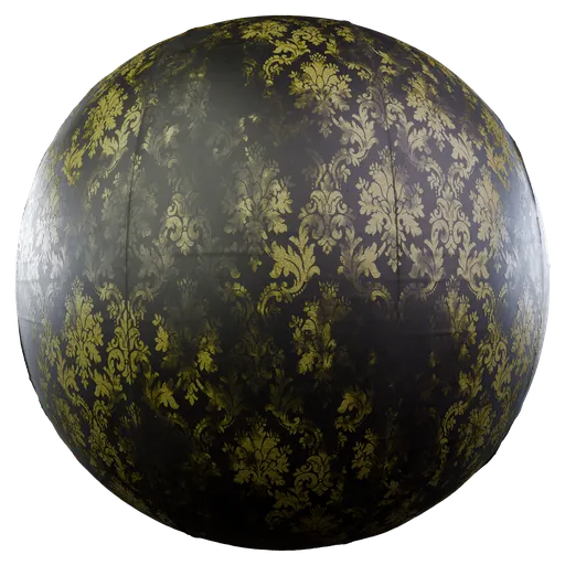 Highly detailed vintage wallpaper PBR texture for 3D modeling in Blender with various maps included.