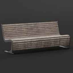 Old modern wooden bench