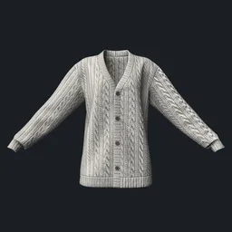 Loose-Fit Cable Knit Cardigan