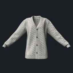 Loose-Fit Cable Knit Cardigan