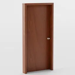 3D modeled wooden door with knob, ideal for architectural visualization in Blender 3D environments.