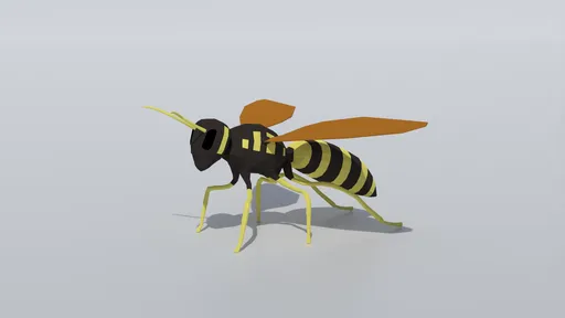 Detailed low poly 3D hornet model with optimized mesh for CG visualization in Blender.