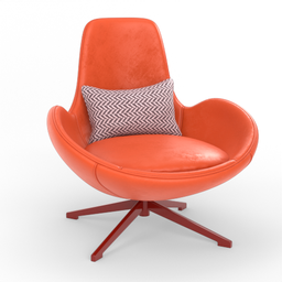 "Snail Form Leather Armchair inspired by Weilai Concept for Blender 3D. Vector technical documents, sixties design by Johan Lundbye, with a round form in chartreuse, orange, cyan, and red fabric. Rendered with Octane Render and created by Matthias Weischer and Phillip Peter Price."