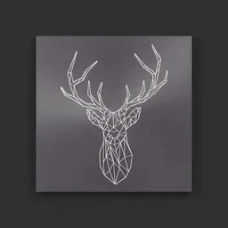 3D model of a geometric deer head on canvas for Blender artists and enthusiasts.