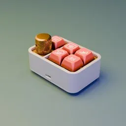 Detailed 3D model of a custom Bento Macropad with GMK keycaps, perfect for creative visualization.