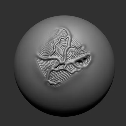 NS Alien Creature Complex Pattern brush imprint for 3D sculpting intricate organic details.