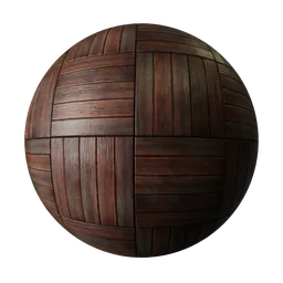 2K PBR dark parquet wood texture with detailed tiling and displacement, for realistic Blender 3D materials.