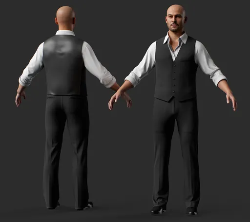 Waiter Male Character Formal Vest Outfit