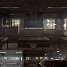 Abandoned classroom interior