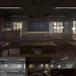 Abandoned classroom interior