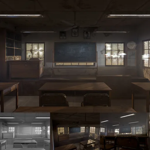 Abandoned classroom interior
