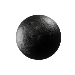 "Black cannonball with 4K textures for historic military 3D modeling in Blender. Detailed bark and grey metal body with bump mapping and blackening effect. Ideal for realistic weapon scenery and as a Discord profile picture."