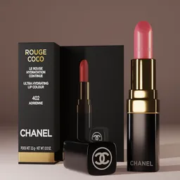 "Highly detailed 3D model of Chanel lipstick and box, available in 2 colors, rendered with realistic textures. Perfect for Blender 3D software and utility projects."