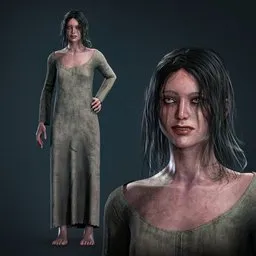 Mysterious woman Body + Face Rigged