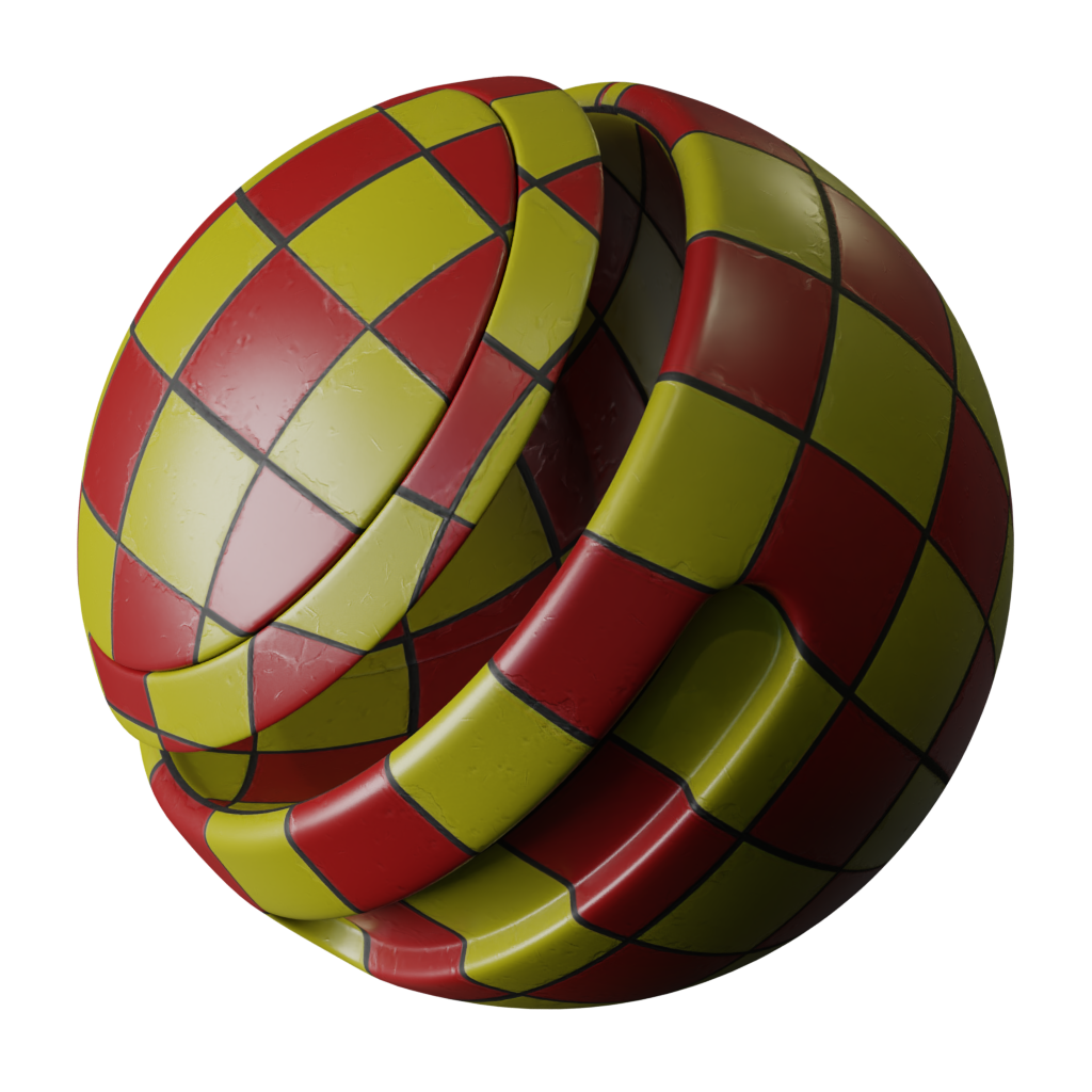 Red and yellow checker Tiles | FREE tiles materials | BlenderKit