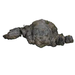 Detailed 3D model render of rugged realistic coastal rock formations suitable for Blender environments.