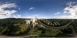 Aerial City Buildings Cloudy Sky