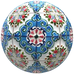 Blue Floral Medallion Tile