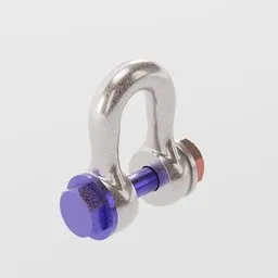 Detailed 3D rendering of a metal shackle for secure rigging, compatible with Blender.