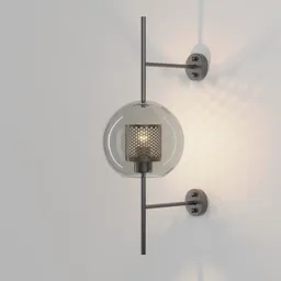 3D rendered wall light featuring a glass lampshade and metal mesh detailing, suitable for Blender 3D projects.