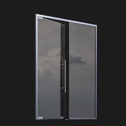 "GlassDoor 01" - photorealistic 3D model designed in Blender 3D software, featuring a side view profile centered glass door with a keyshot product render. The model showcases simple path traced techniques and depth blur, inspired by Carlo Galli Bibiena's work on well-rendered window designs.